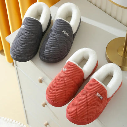 Eyriphy Women Plush Lining Slippers Corduroy Indoor Bedroom Slides Memory Foam Fluffy Fuzzy Warm Slippers Female Casual Shoes